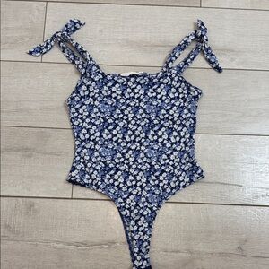 Lush Blue and White Floral Girly Bodysuit